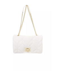 Thumbnail for Golden Logo Flap Shoulder Bag with Internal Compartments and Back Pocket One Size Women