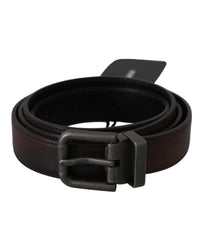 Thumbnail for 100% Authentic Dolce & Gabbana Leather Belt with Gray Buckle 115 cm Men