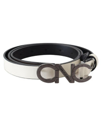 Thumbnail for CNC Costume National Fashion Belt in Metallic Gray Leather 85 cm Women