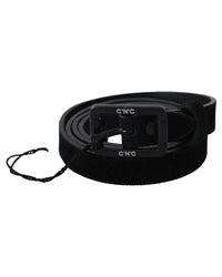 Thumbnail for Classic Black Leather Belt with Logo Details 100 cm Women