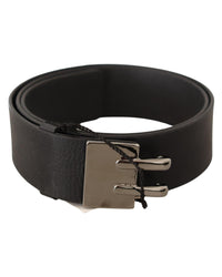 Thumbnail for Classic Black Leather Belt with Silver-tone Hardware 85 cm Women