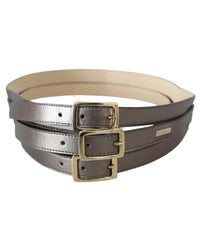 Thumbnail for GF FERRE Leather Fashion Belt with Gold Tone Hardware 90 cm Women