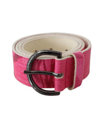 Thumbnail for 100% Authentic GALLIANO Pink Leather Fashion Belt with Black-tone Hardware 105 cm Women