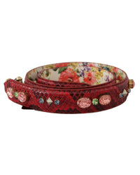 Thumbnail for Dolce & Gabbana Women's Red Exotic Leather Crystals Reversible Shoulder Strap - One Size