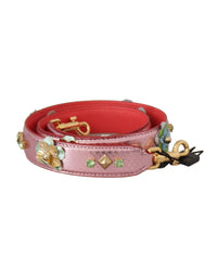 Thumbnail for Dolce & Gabbana Women's Metallic Pink Leather Studded Shoulder Strap - One Size