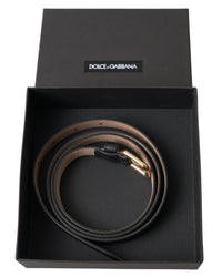 Thumbnail for Dolce & Gabbana Men's Black Leather Gold Tone Metal Buckle Belt - 100 cm