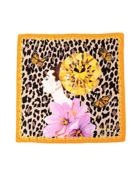 Thumbnail for Orange Leopard Silk Scarf - One Size