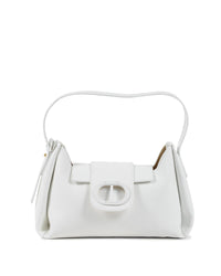 Thumbnail for Pebbled Leather Shoulder Bag with Logo Hardware - One Size