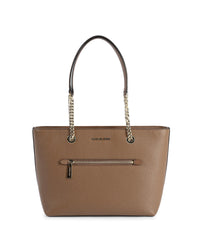 Thumbnail for Leather Front Zip Tote Bag - One Size