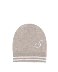 Thumbnail for Monogrammed Cashmere Beanie with Contrasting Letter - One Size