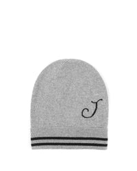 Thumbnail for Monogrammed Cashmere Beanie with Contrasting Letter - One Size