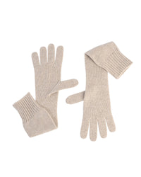 Thumbnail for Crown of Edinburgh Cashmere Women's Exquisite Italian Crafted Cashmere Womens Long Gloves in Beige - M