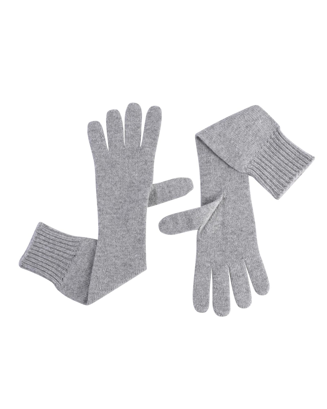 Crown of Edinburgh Cashmere Women's Cashmere Womens Long Gloves in Grigio Perla - M