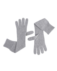 Thumbnail for Crown of Edinburgh Cashmere Women's Cashmere Womens Long Gloves in Grigio Perla - M