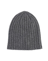 Thumbnail for Crown of Edinburgh Cashmere Women's Ribbed Cashmere Womens Beanie in Dark gray - One Size