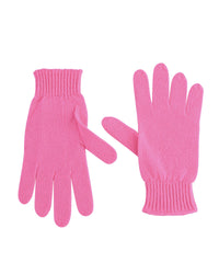 Thumbnail for Crown of Edinburgh Cashmere Women's Luxury Cashmere Womens Short Gloves in Rosa Fluo - M