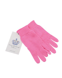 Thumbnail for Crown of Edinburgh Cashmere Women's Luxury Cashmere Womens Short Gloves in Rosa Fluo - M