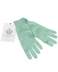 Thumbnail for Crown of Edinburgh Cashmere Women's Luxury Cashmere Womens Short Gloves Made in Italy in Verde Chiaro - M