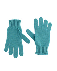 Thumbnail for Crown of Edinburgh Cashmere Women's Luxury Cashmere Womens Short Gloves in Turquoise - M