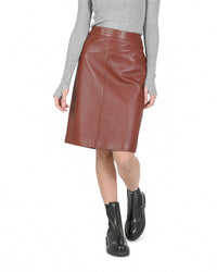 Thumbnail for Hugo Boss Women's Lamb Leather Skirt in Brown - 42 EU