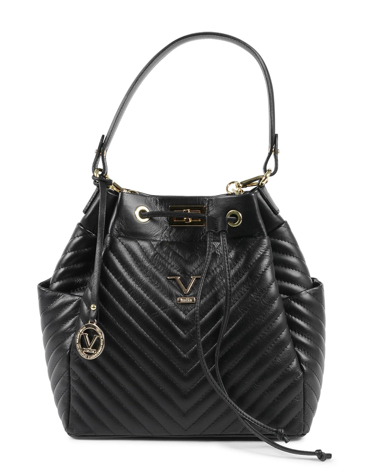 V Italia by Versace 1969 abbigliamento sportivo srl Women's Leather Black Satchel Bag in Black - One Size