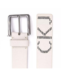 Thumbnail for Contrast Embossed Logo Mens Belt with Metal Buckle 90 cm Men