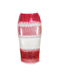 Thumbnail for Sequin-Embellished Crepe Skirt with Slit and Zip Closure 40 IT Women
