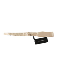 Thumbnail for 100% Authentic Dolce & Gabbana Bowtie Beige Silk Adjustable Strap One Size Men