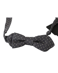 Thumbnail for DOLCE & GABBANA Exclusive Gray Circles Pattern Silk Bow Tie One Size Men