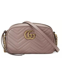Thumbnail for Quilted Leather GG Marmont Shoulder Bag with Chain Strap One Size Women