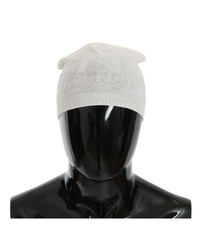 Thumbnail for Costume National Men's Beanie White Wool Blend Branded Hat - One Size