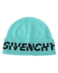 Thumbnail for GIVENCHY Beanie Hat with Aquamarine Green Logo One Size Men