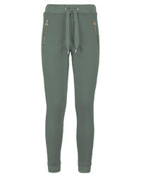 Thumbnail for Stretch Cotton Sweatpants with Side Zip Pockets and Brass Logo Detail XS Women