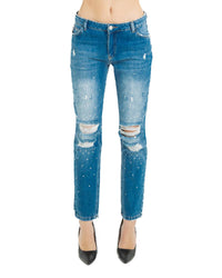 Thumbnail for High Waist Straight Leg Jeans with Applications and Front Breaks W28 US Women