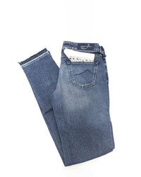 Thumbnail for Logo-Embellished Slim Jeans with Fringed Hem W28 US Women