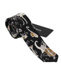 Thumbnail for Authentic Dolce & Gabbana Silk Neck Tie - Black Gold Music Instrument Print One Size Men