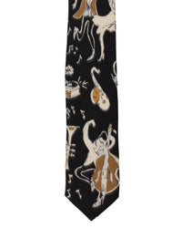 Thumbnail for Authentic Dolce & Gabbana Silk Neck Tie - Black Gold Music Instrument Print One Size Men