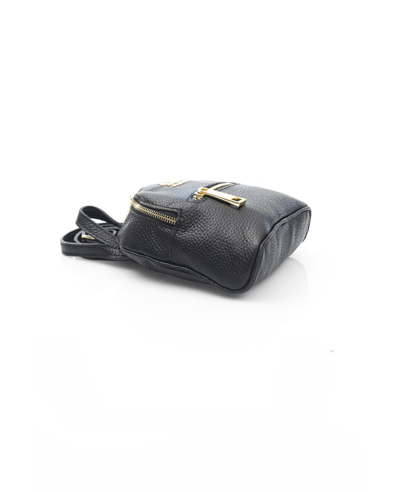 Leather Bag with Adjustable Shoulder Strap and Zip Closure One Size Men