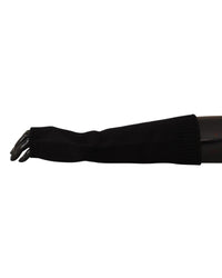 Thumbnail for Knitted Fingerless Elbow Length Gloves with Logo Details 7 Women