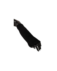 Thumbnail for Knitted Fingerless Elbow Length Gloves with Logo Details 7.5 Women