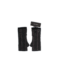 Thumbnail for Black Knitted Cashmere Sequined Embedded Gloves S Women