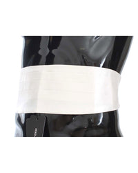 Thumbnail for Exclusive Silk Cummerbund with Logo Details - White 100% Authentic Dolce & Gabbana 48 IT Men