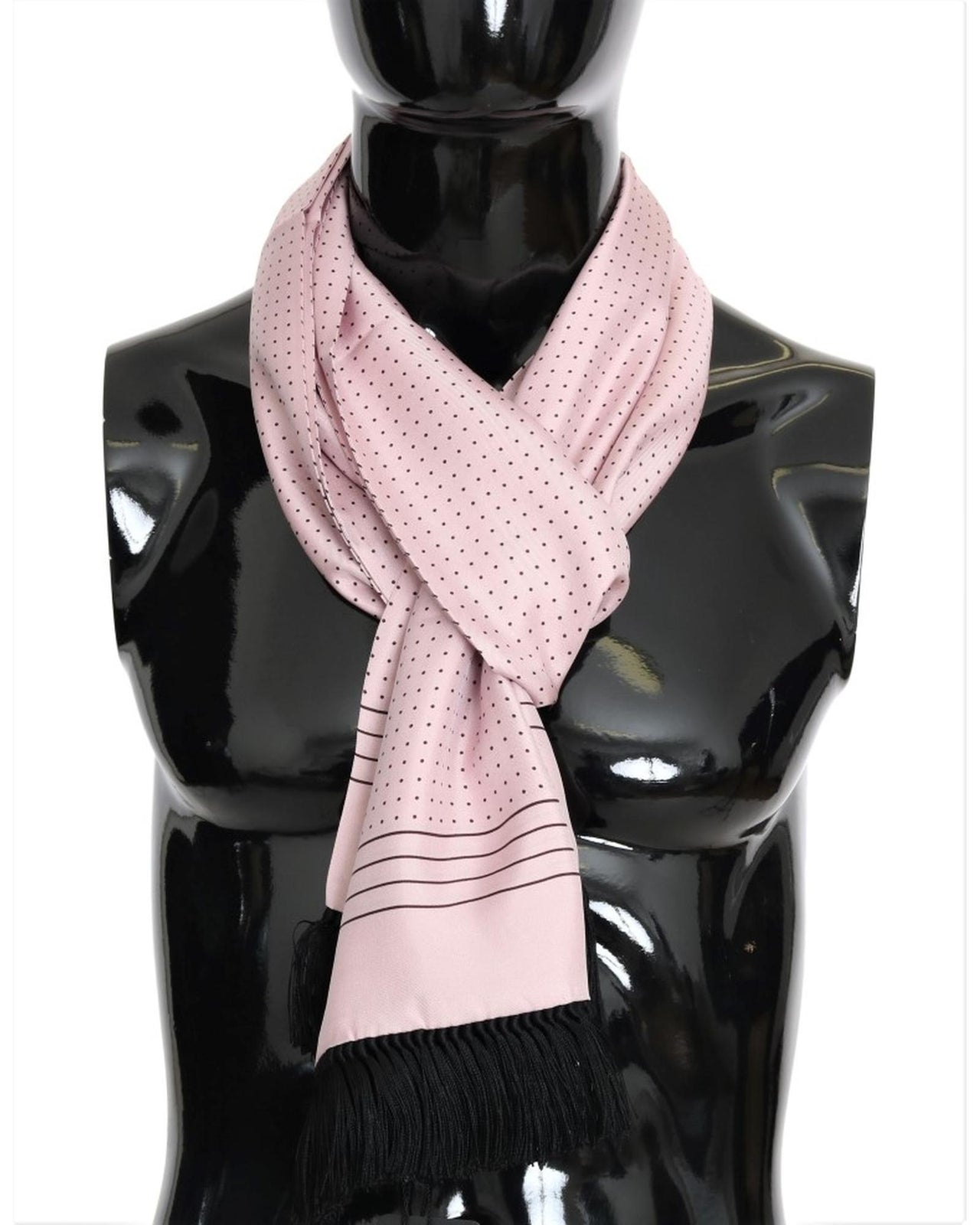 Gorgeous Silk Scarf with Polka Dots and Fringes One Size Men