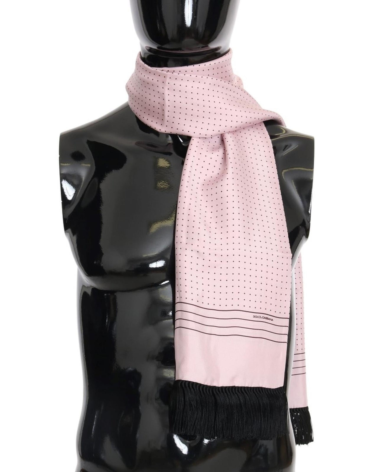 Gorgeous Silk Scarf with Polka Dots and Fringes One Size Men