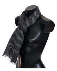 Thumbnail for Missoni Men's Gray Striped Wool Unisex Neck Wrap Fringes Scarf - One Size