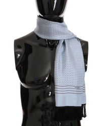 Thumbnail for Dolce & Gabbana Blue Silk Polka Dot Fringed Scarf One Size Men