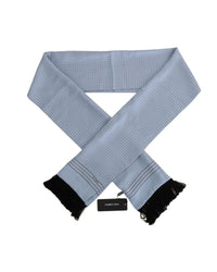 Thumbnail for Dolce & Gabbana Blue Silk Polka Dot Fringed Scarf One Size Men