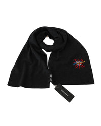 Thumbnail for Authentic Dolce & Gabbana Gray Wool Scarf with Embroidered Details One Size Men