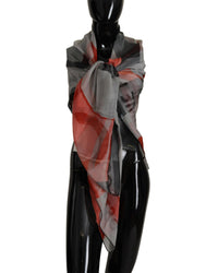 Thumbnail for CNC Costume National Grey and Red Checkered Printed Silk Scarf One Size Women