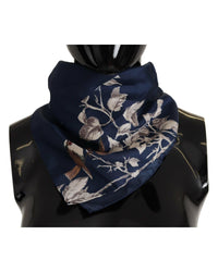 Thumbnail for Dolce & Gabbana Men's Blue Floral Silk Square Handkerchief Scarf - One Size